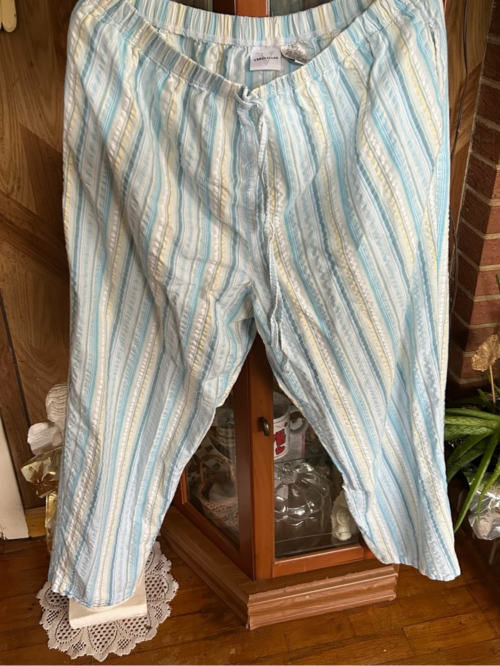 Versailles Light Blue & Cream Striped Cotton Pants
